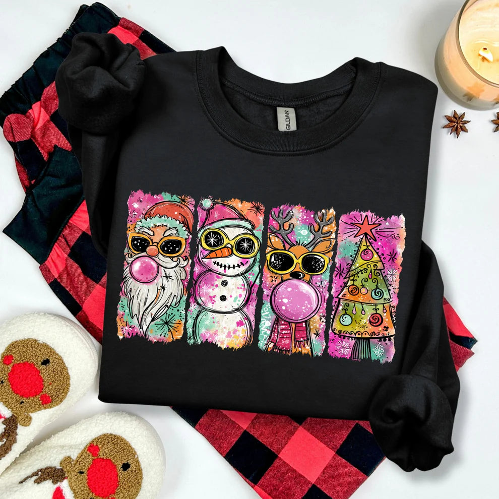Glittery Bright Colorful Christmas Crewneck