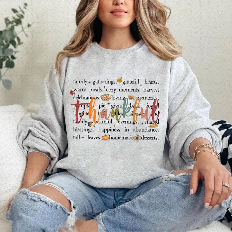 Thankful List Ash Grey Crewneck