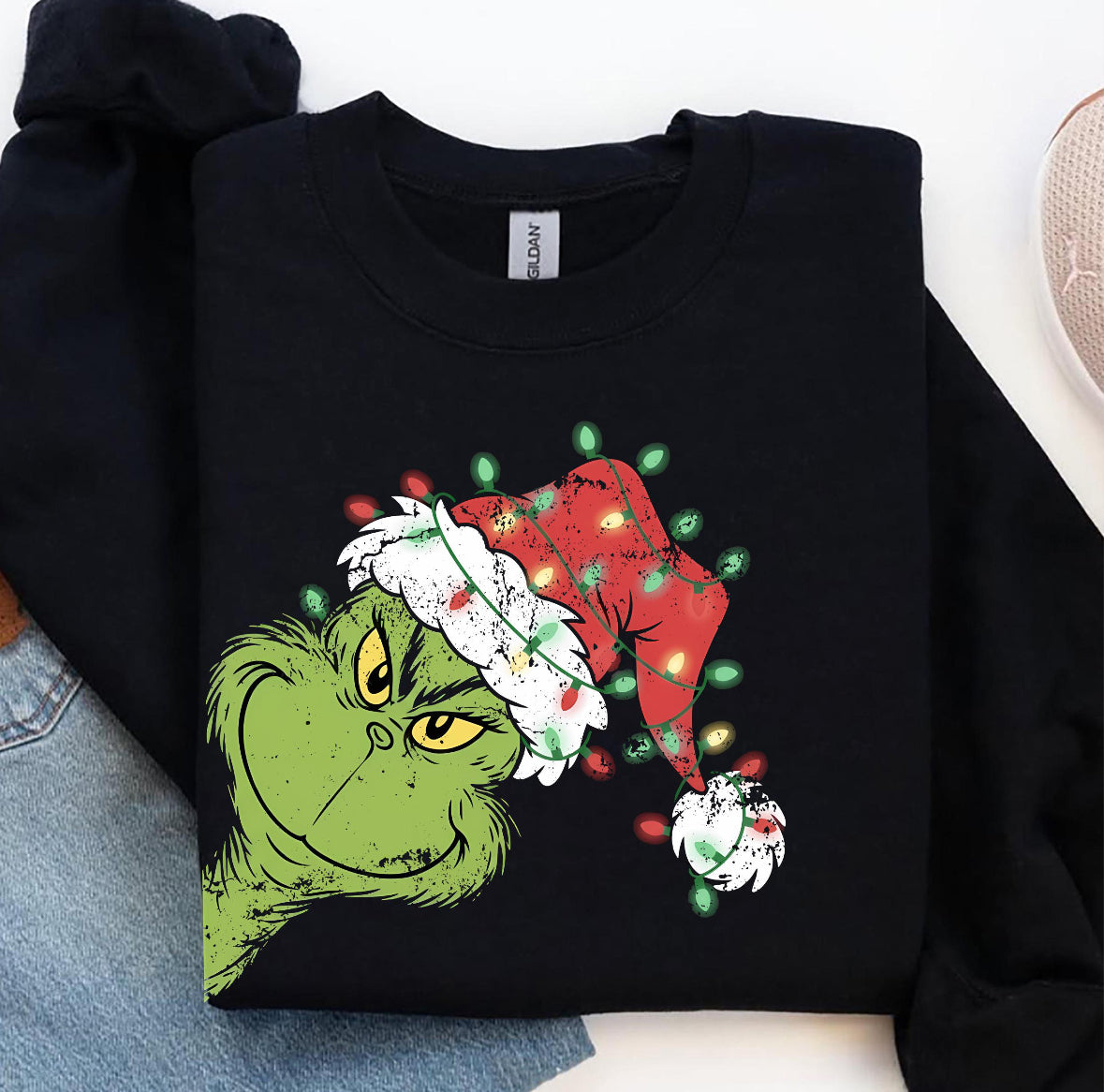 Grnch Side Lights Black Crewneck