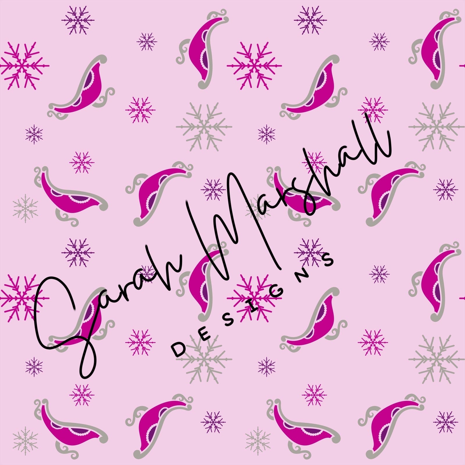 Pink Sleighs Christmas Seamless File