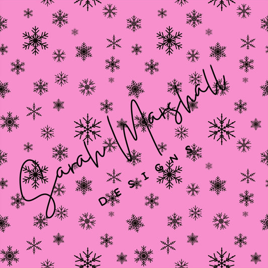 Pink & Black Snowflakes Seamless File