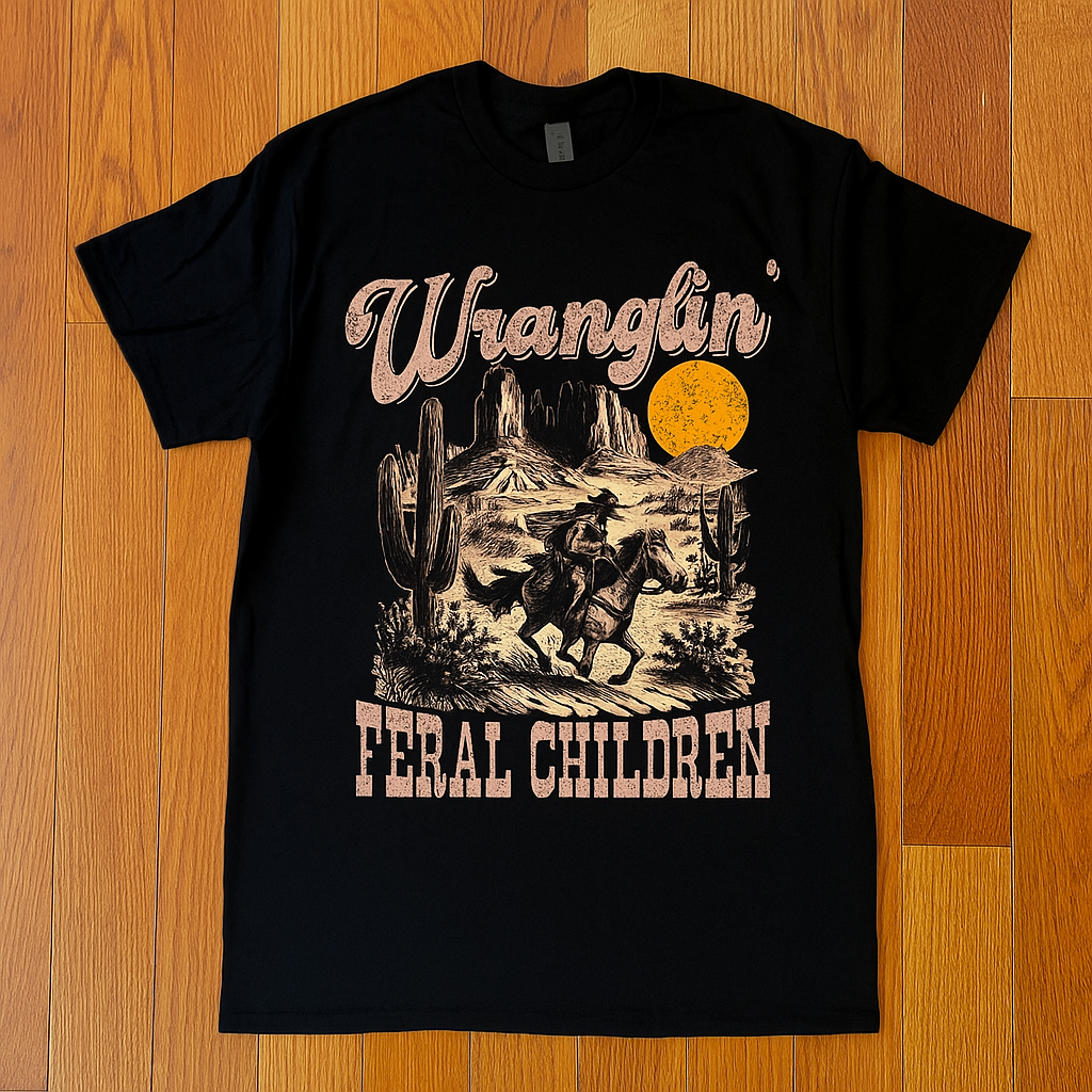 Wranglin' Feral Children Black Tee
