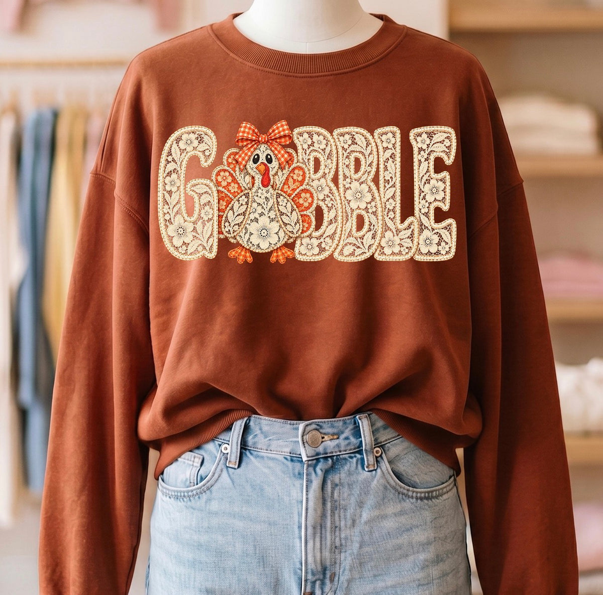 Gobble Faux Lace Long Sleeve Tee