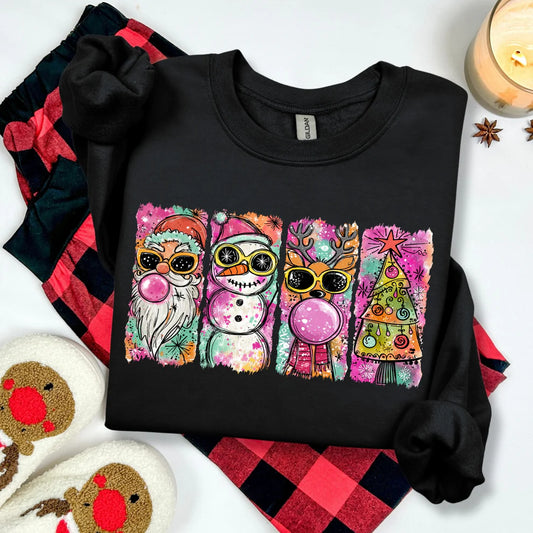 Glittery Bright Colorful Christmas Crewneck