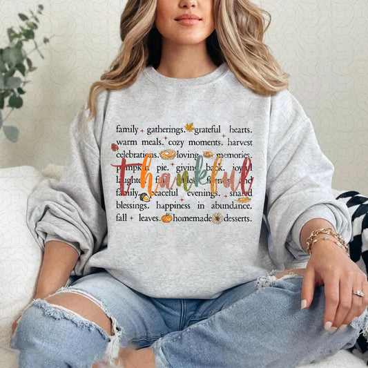 Thankful List Ash Grey Crewneck