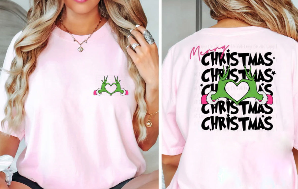 RTS Medium Pink T-Shirt Merry Christmas