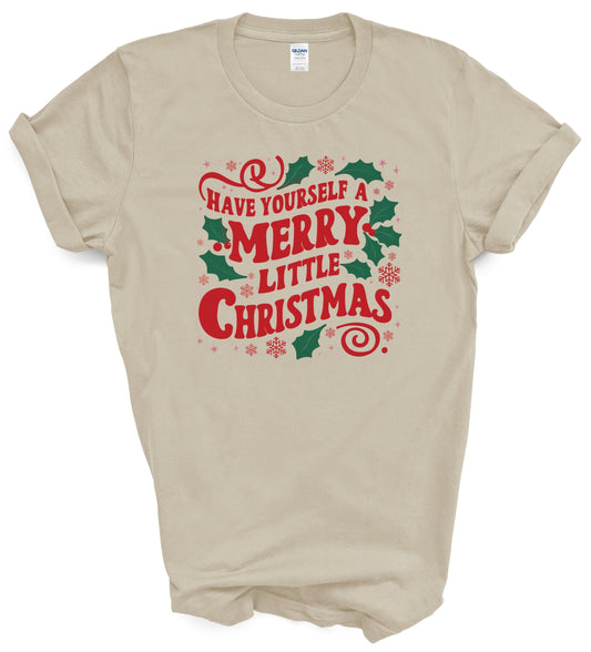 RTS Large Sand T-Shirt Merry Little Christmas