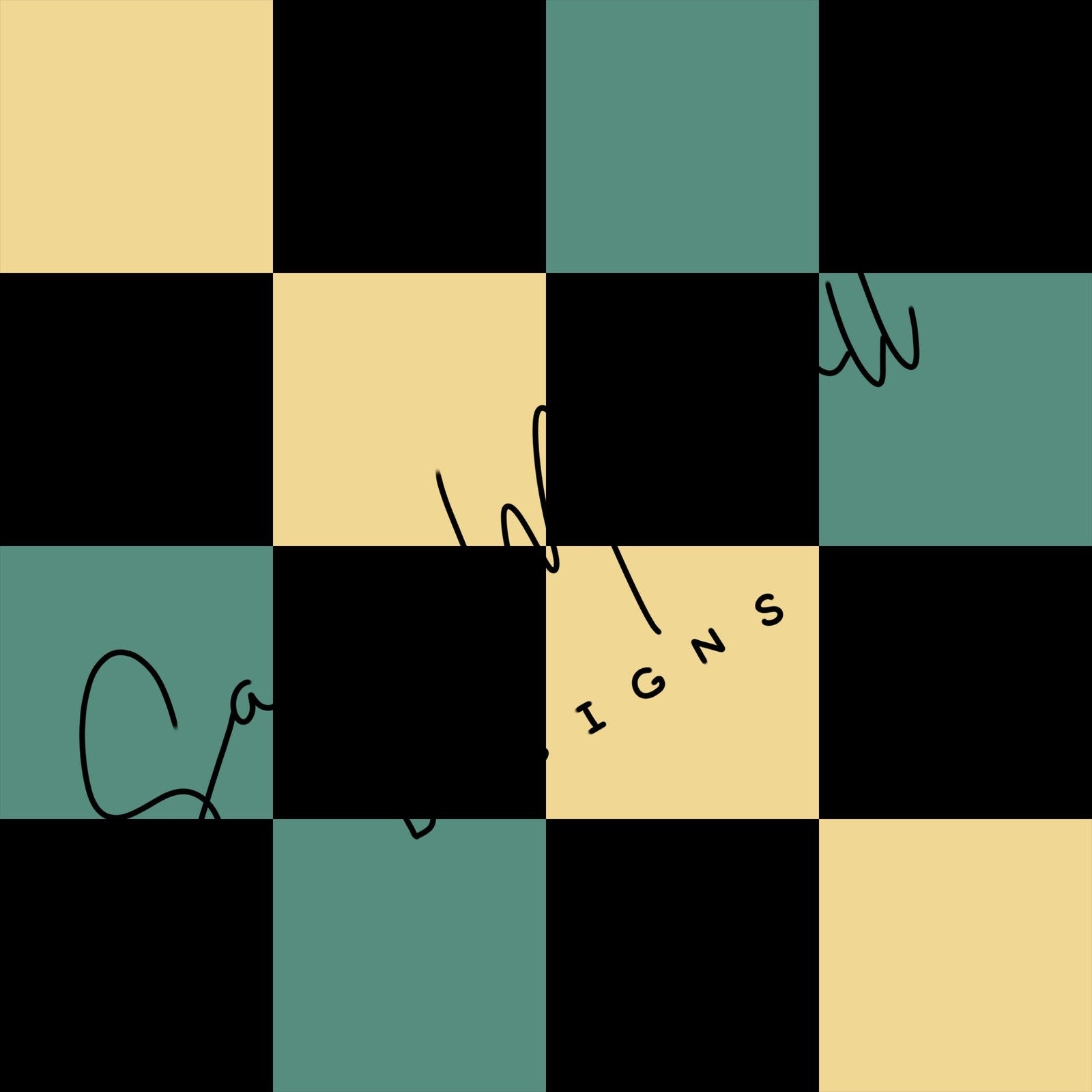 Teal Yellow Black Checkers Seamless File