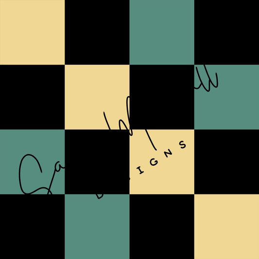 Teal Yellow Black Checkers Seamless File