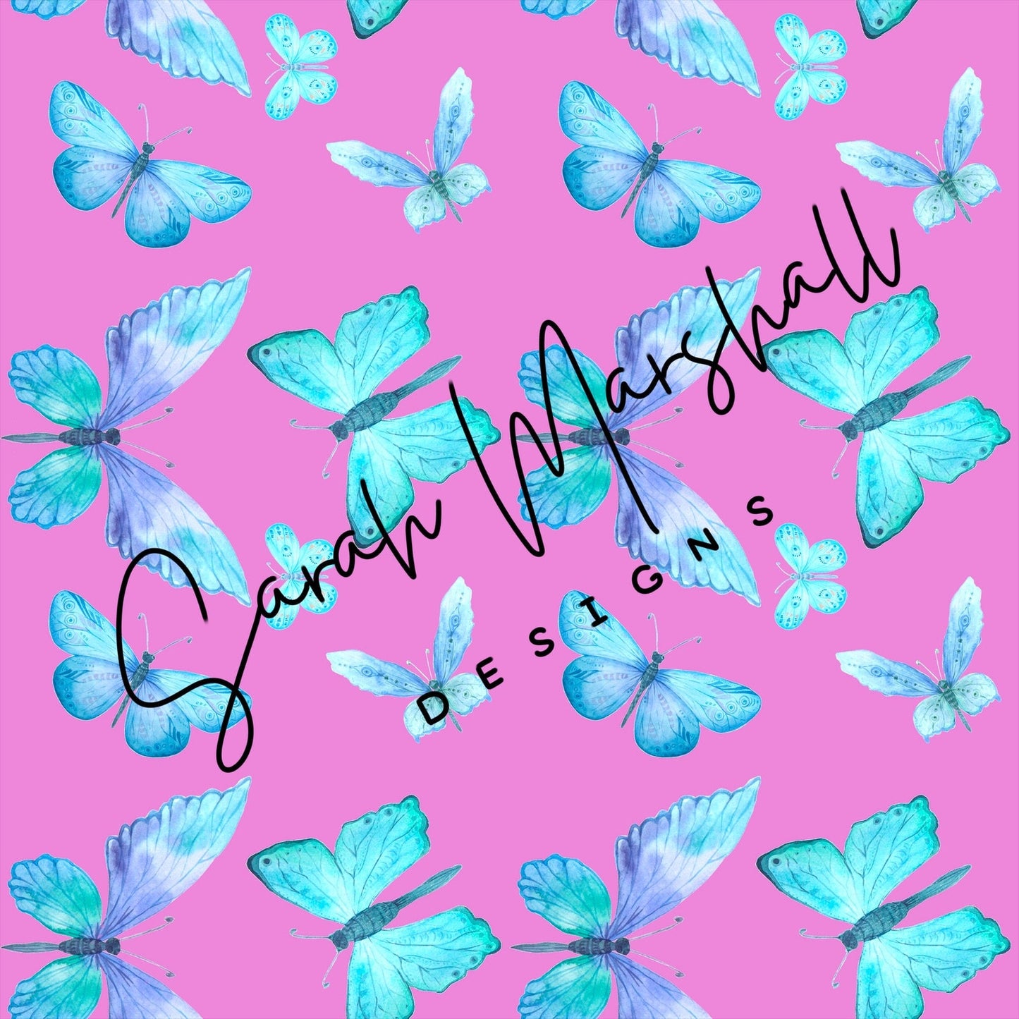 Blue Butterflies On Pink Seamless File