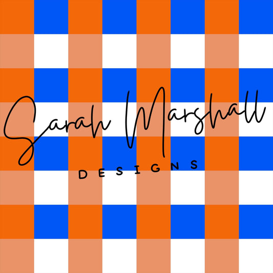 Blue & Orange Plaid Seamless File, Thanksgiving, Fall, Gender Neutral, Gingham