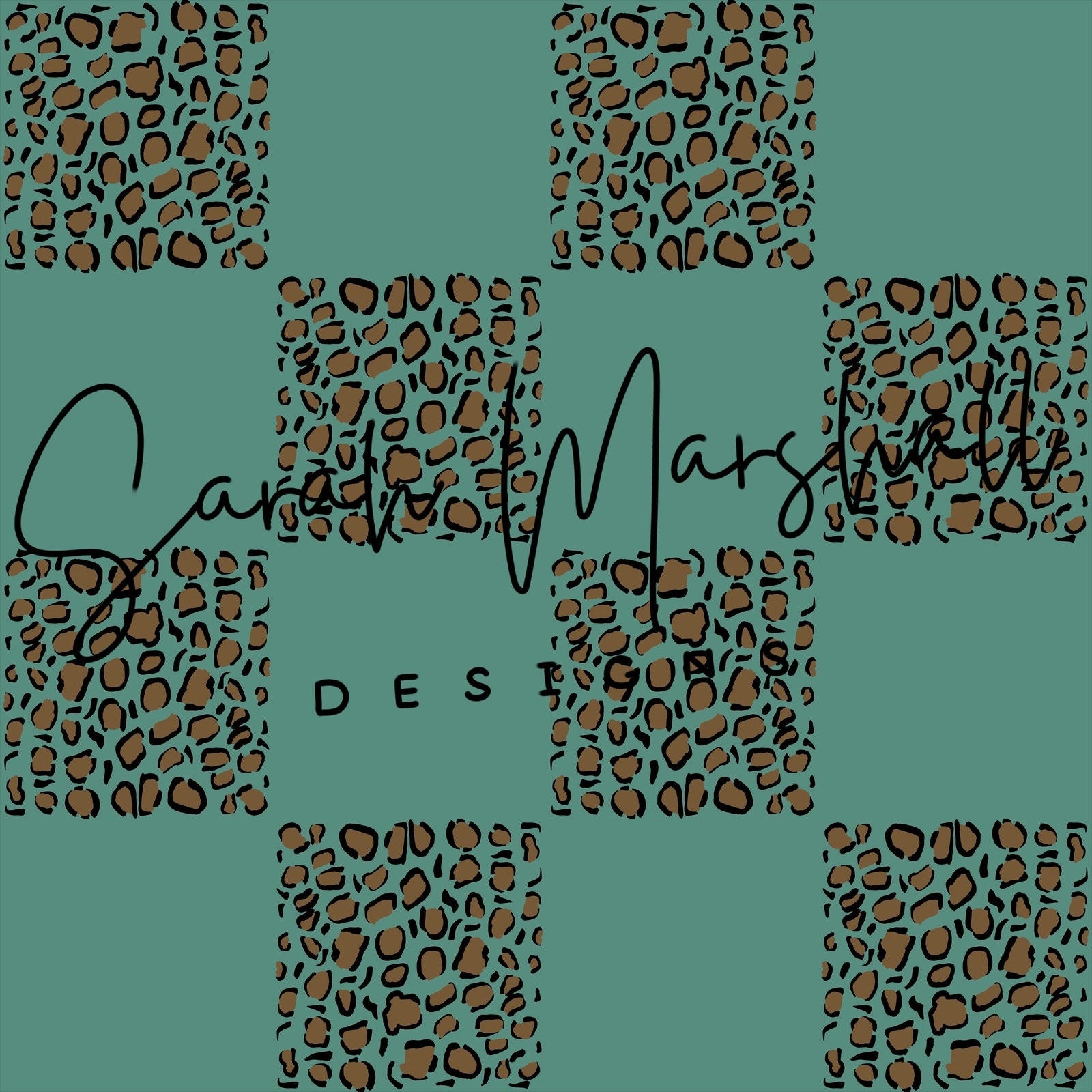 Leopard & Teal Checkered Seamless File