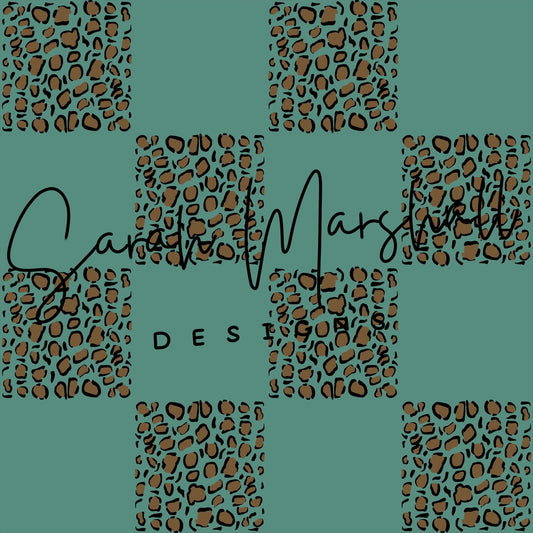 Leopard & Teal Checkered Seamless File