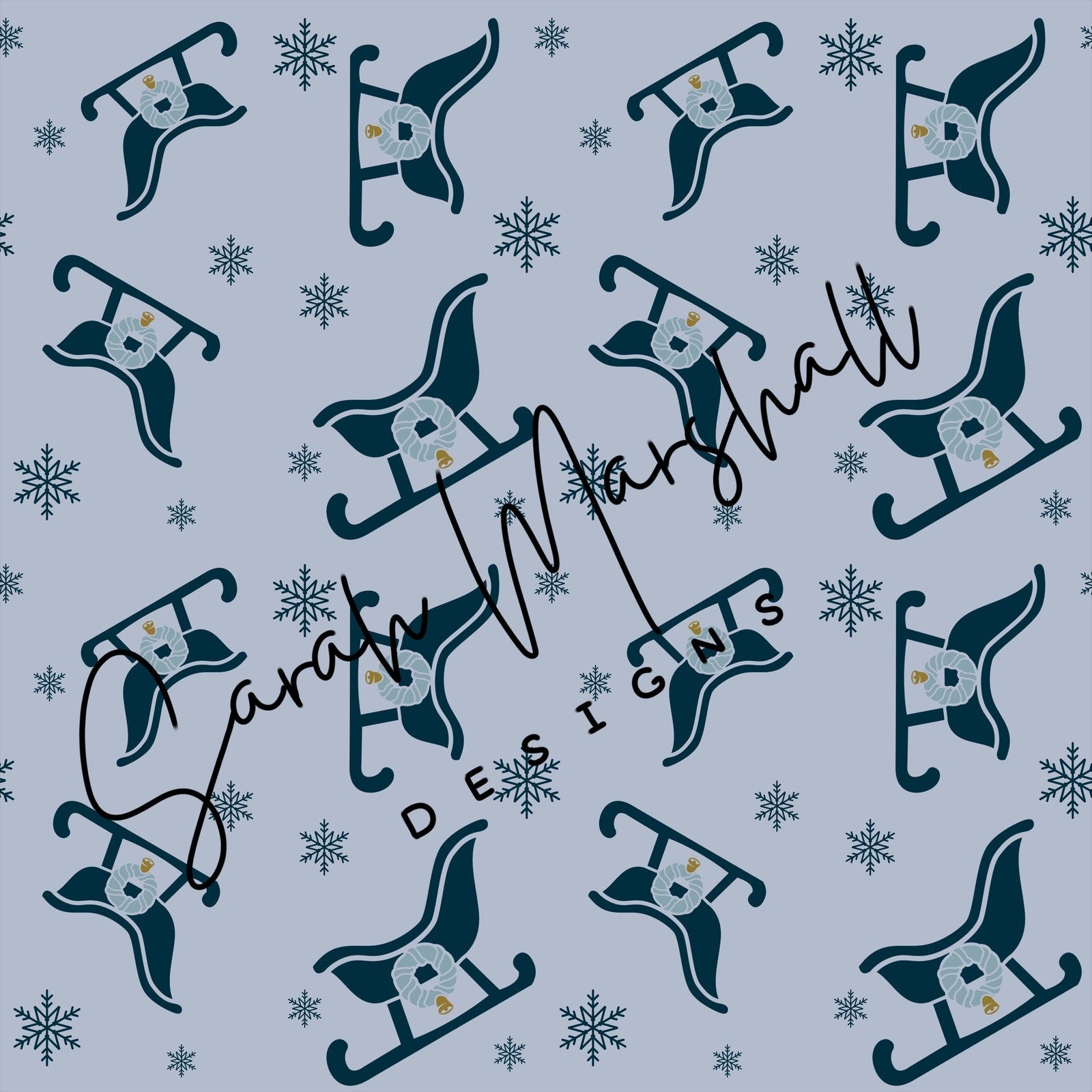 Blue Sleighs Christmas Seamless File