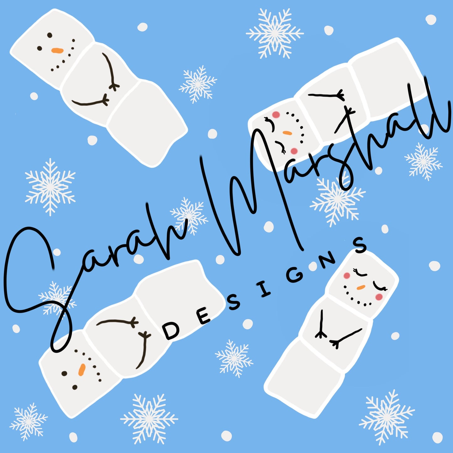 Marshmallow Snowman, Snowflakes Seamless File