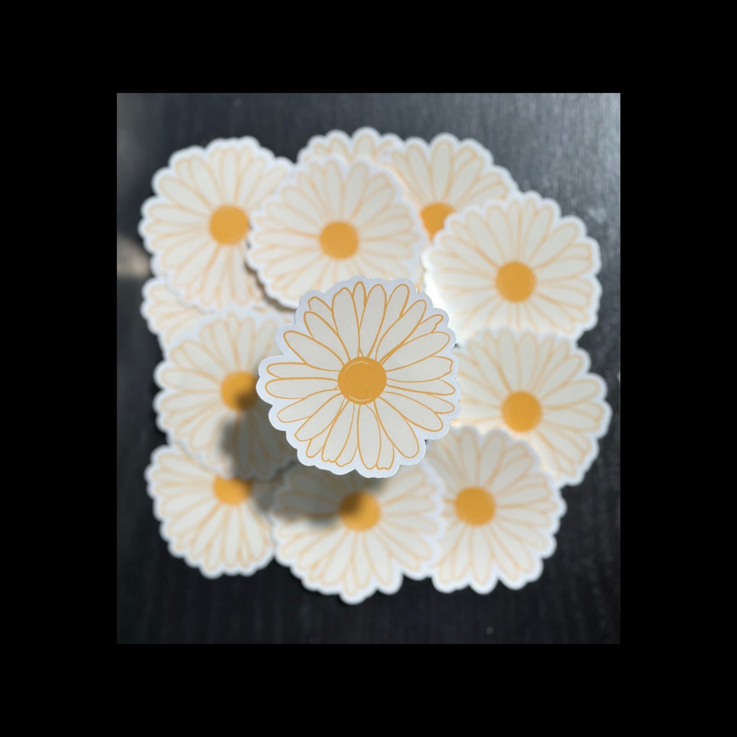 White Daisy Sticker, Floral Sticker, Water Resistant, Laminated, Scratch Proof