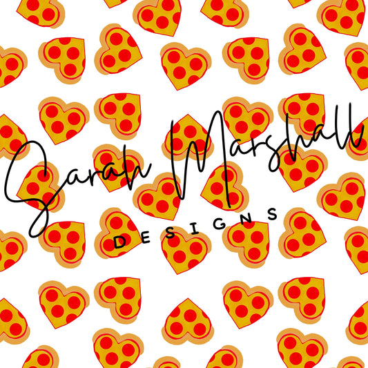 Valentine’s Day Pizza Hearts White Background Seamless File